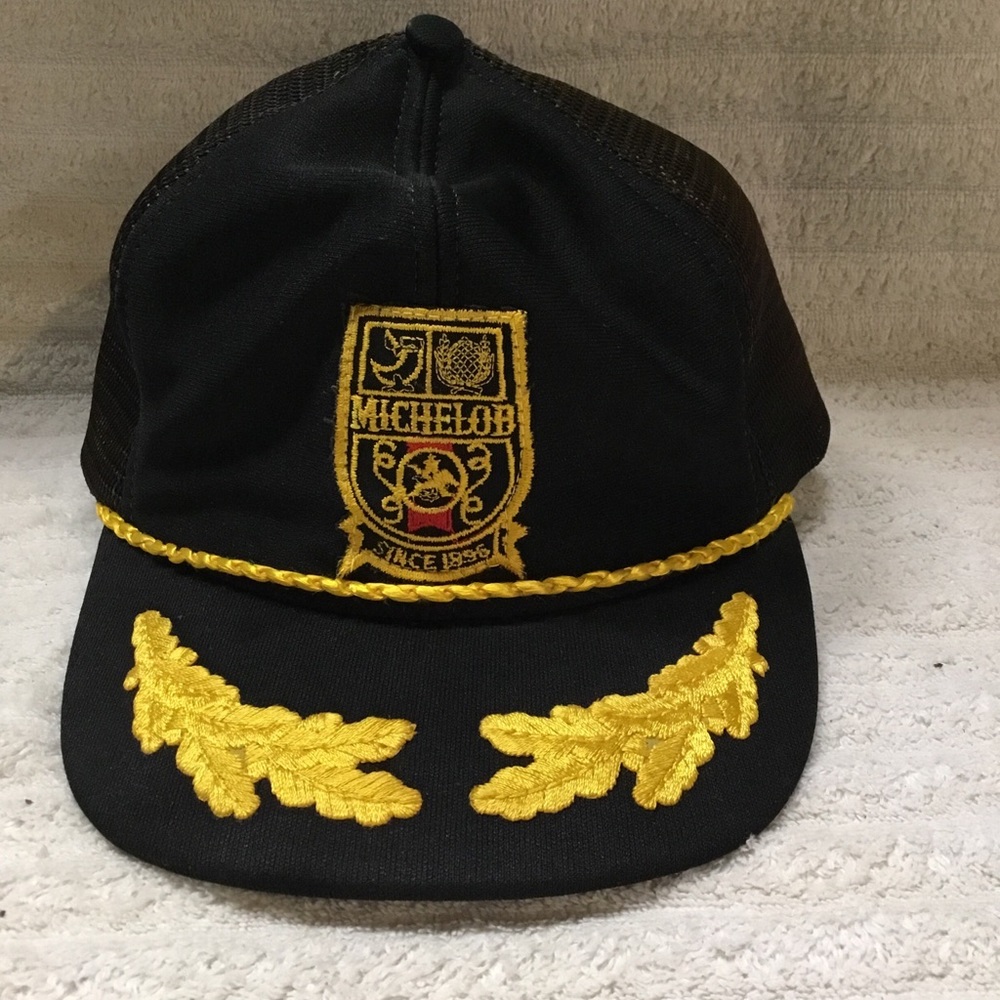 Vintage Michelob Gold Leaf Trucker Hat Black Snapback Hat Made In USA